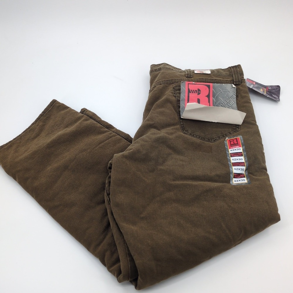NWT Wrangler RIGGS Workwear Thermal Shield Relaxed Fit Work Pants Brown 42x30